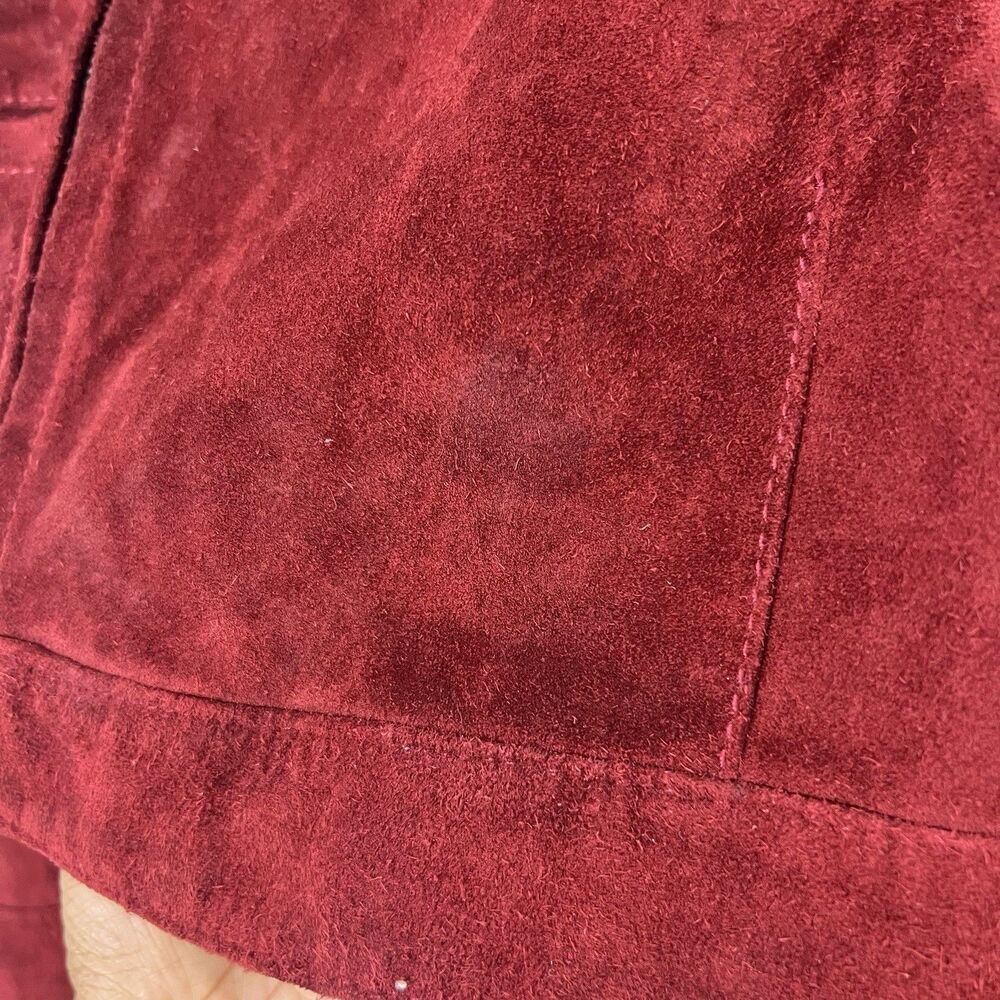 Belstaff The Aviator Suede Jacket Womens Genuine Leather Burgundy Mesh Detail 42 - Picture 8 of 12